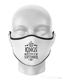 Masca personalizata reutilizabila Kings are born in september Alb