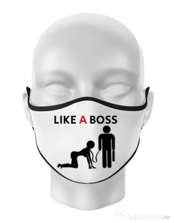 Masca personalizata reutilizabila Like a boss Alb