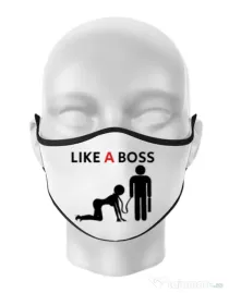 Masca personalizata reutilizabila Like a boss Alb