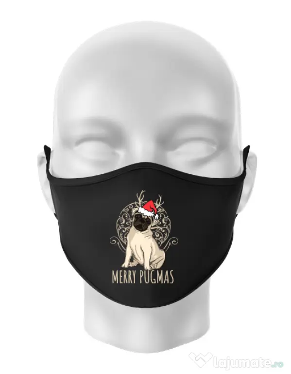 Masca personalizata reutilizabila Merry pugmas Negru