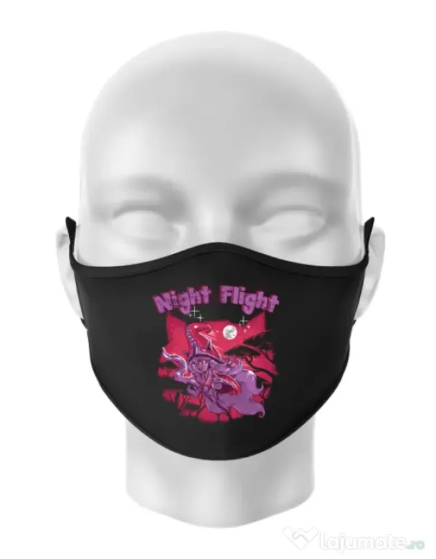 Masca personalizata reutilizabila Night flight Negru