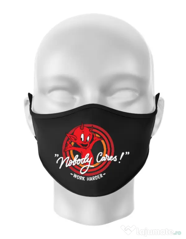 Masca personalizata reutilizabila Nobody cares Negru