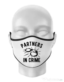 Masca personalizata reutilizabila Partners in crime 1 Alb