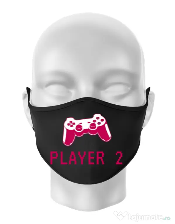 Masca personalizata reutilizabila Player 2 Negru
