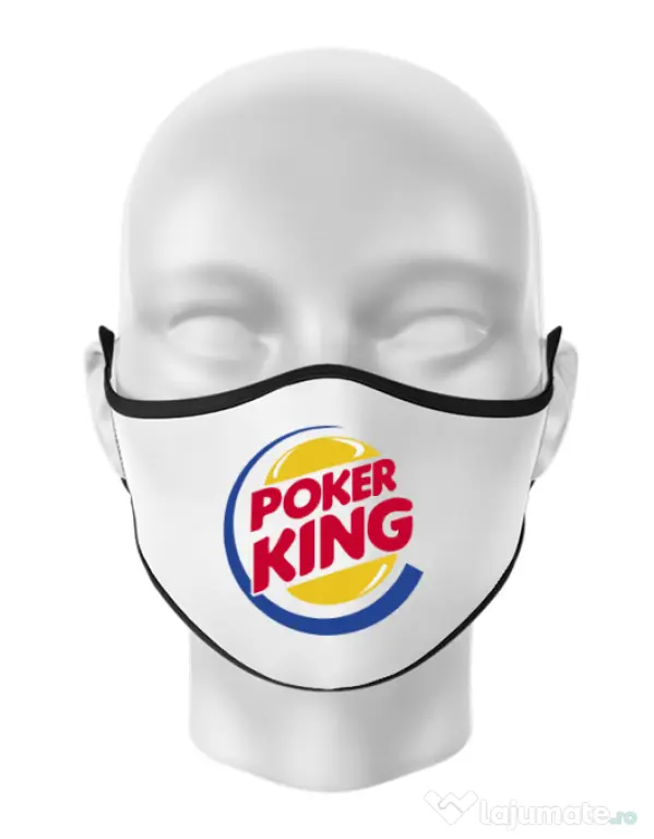 Masca personalizata reutilizabila Poker King Alb
