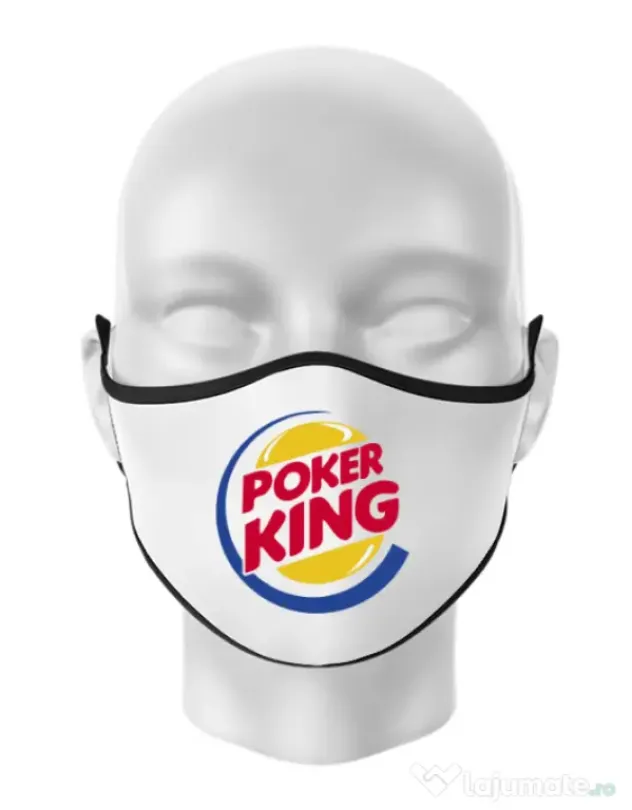 Masca personalizata reutilizabila Poker King Alb