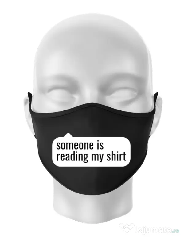 Masca personalizata reutilizabila Reading my shirt Negru