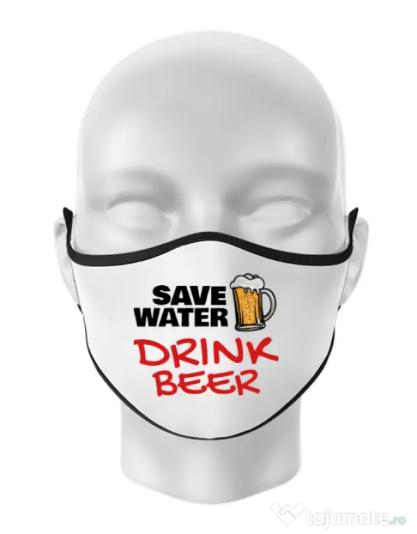 Masca personalizata reutilizabila Save water Alb