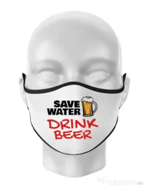 Masca personalizata reutilizabila Save water Alb