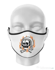 Masca personalizata reutilizabila Skull biker Alb
