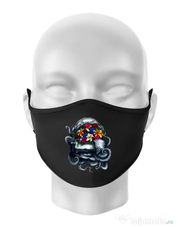 Masca personalizata reutilizabila Space bloom Negru