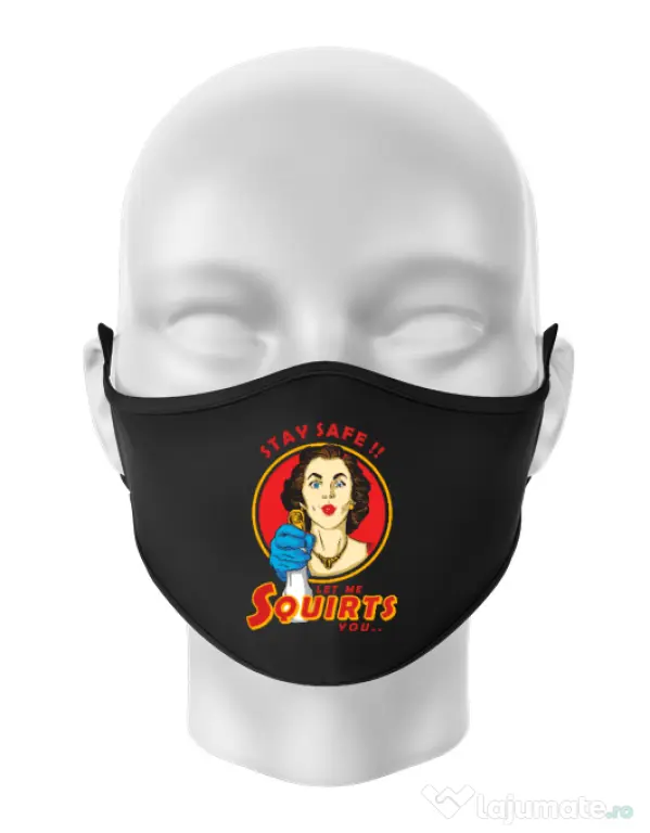 Masca personalizata reutilizabila Squirts Negru