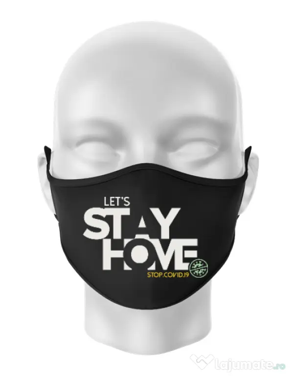 Masca personalizata reutilizabila Stay home Negru