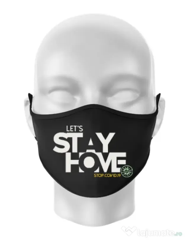 Masca personalizata reutilizabila Stay home Negru