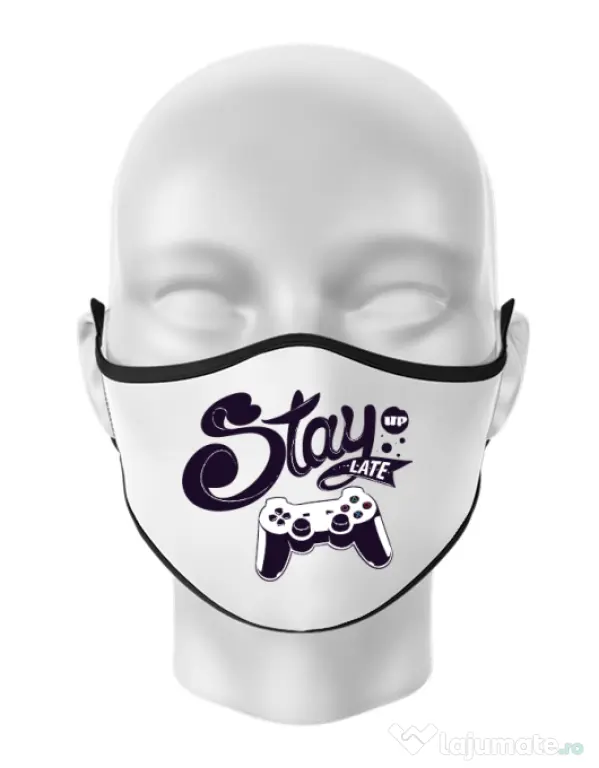 Masca personalizata reutilizabila Stay up late Alb