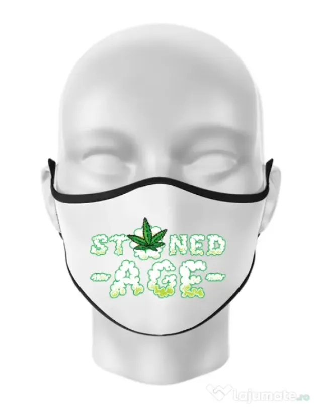 Masca personalizata reutilizabila Stoned age Alb