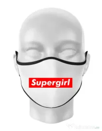 Masca personalizata reutilizabila Supergirl Alb
