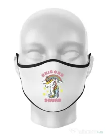 Masca personalizata reutilizabila Unicorn squad Alb