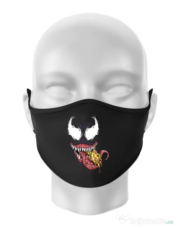Masca personalizata reutilizabila Venom pizza Negru