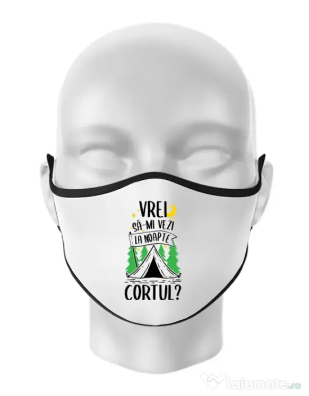 Masca personalizata reutilizabila Vrei sa-mi vezi la noapte cortul? Alb