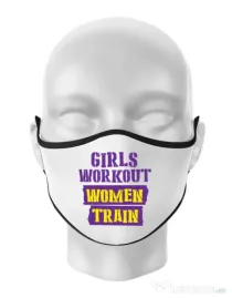 Masca personalizata reutilizabila Women train Alb