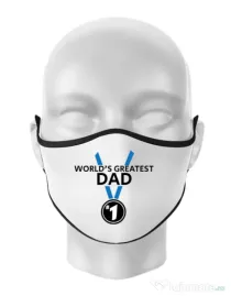 Masca personalizata reutilizabila World's greatest dad Alb