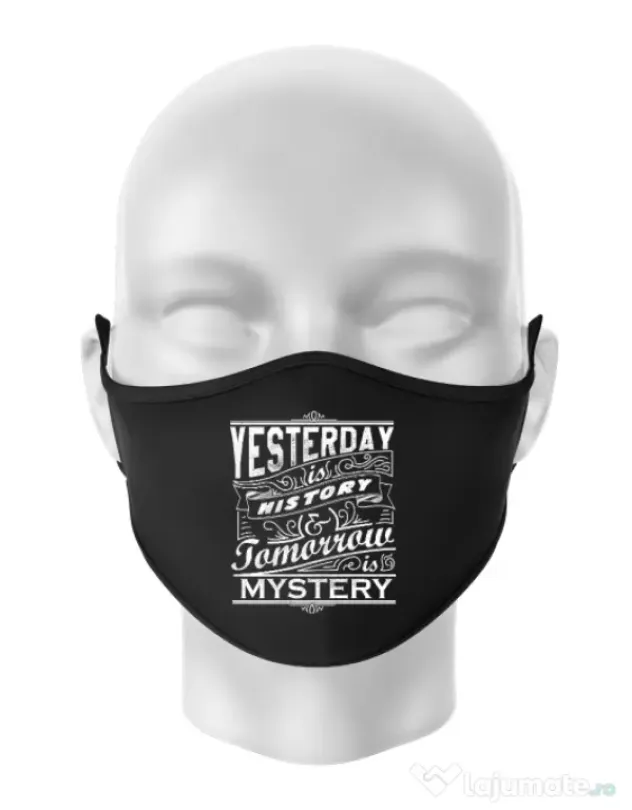 Masca personalizata reutilizabila Yesterday is history Negru