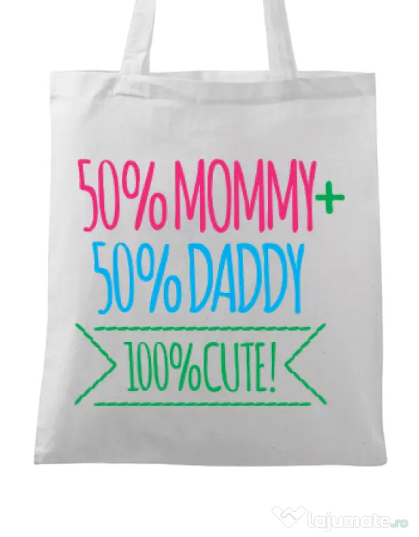 Sacosa din panza 100 Cute Alb