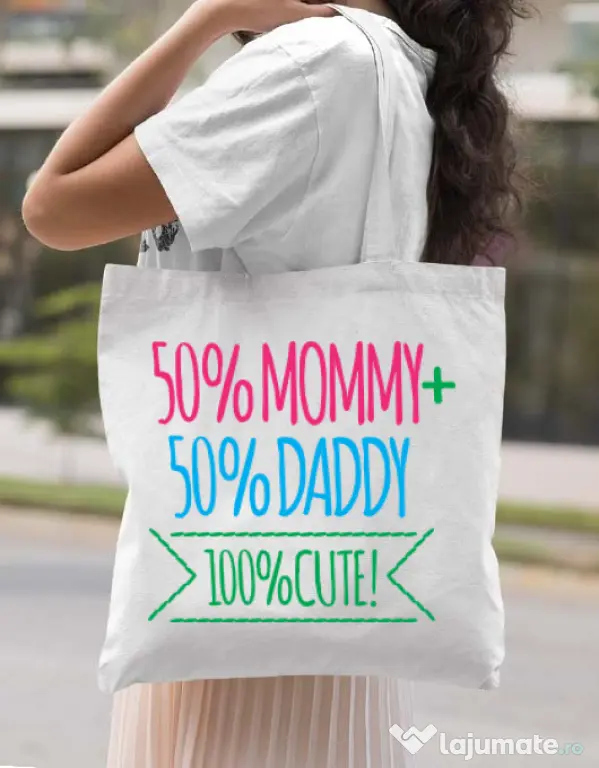 Sacosa din panza 100 Cute Alb