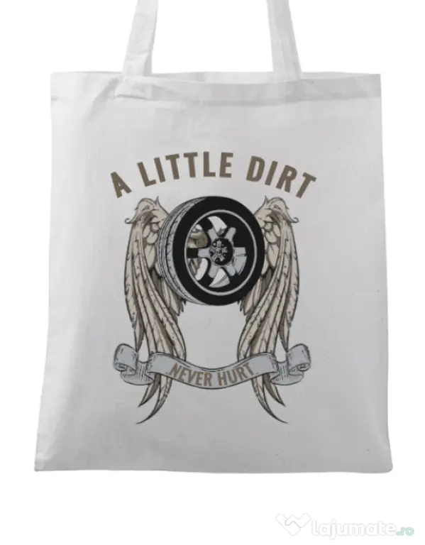 Sacosa din panza A little dirt Alb