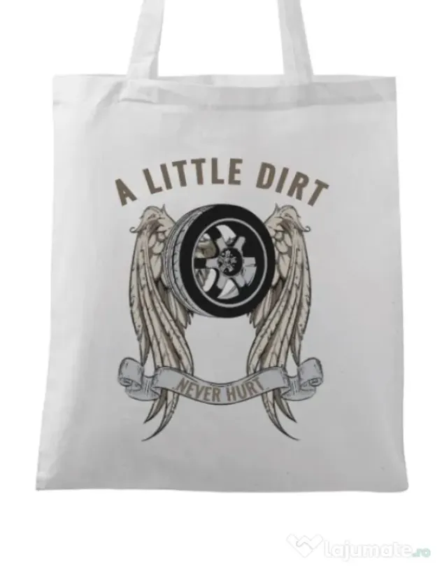 Sacosa din panza A little dirt Alb