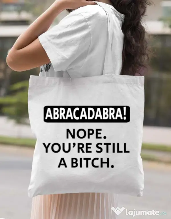 Sacosa din panza Abracadabra Alb