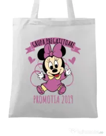 Sacosa din panza Absolvire Minnie Mouse Alb