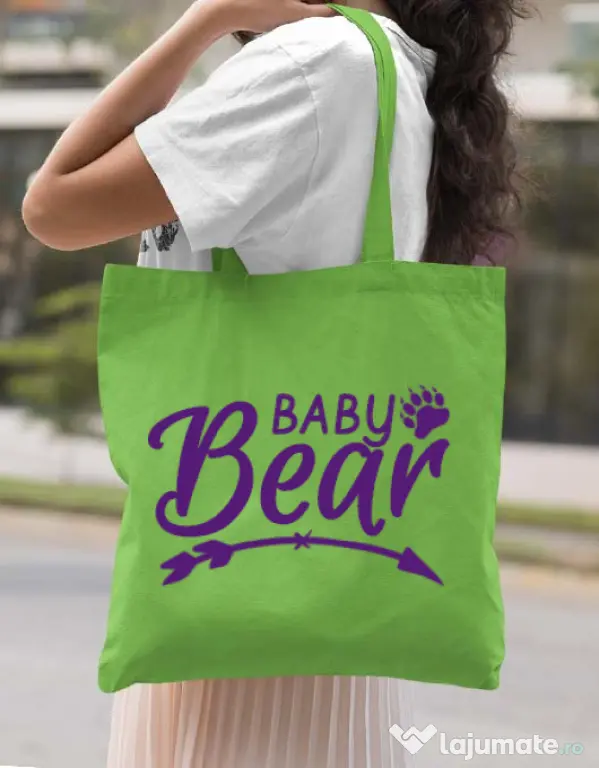 Sacosa din panza Baby bear Verde mar