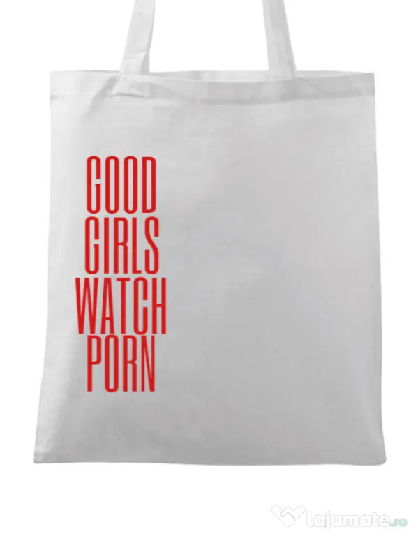 Sacosa din panza Bad girls Alb