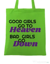 Sacosa din panza Bad girls go down Verde mar