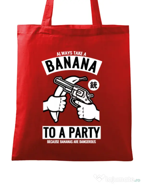 Sacosa din panza Banana Party Rosu