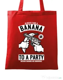Sacosa din panza Banana Party Rosu
