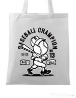 Sacosa din panza Baseball Champion Alb