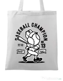 Sacosa din panza Baseball Champion Alb