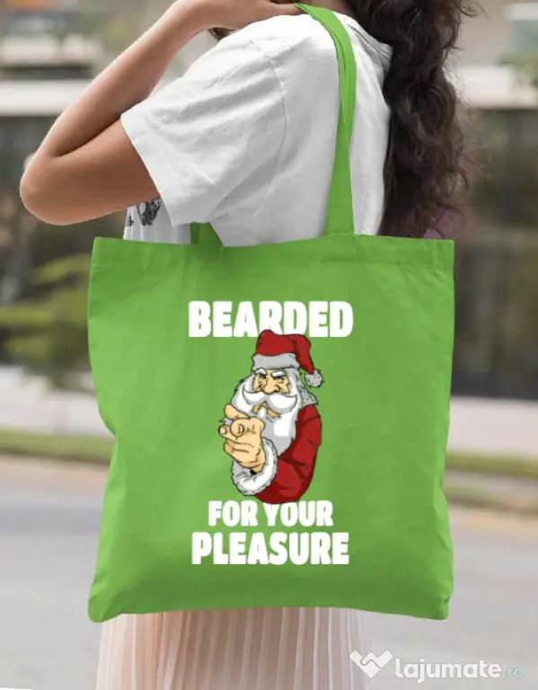 Sacosa din panza Bearded for your pleasure Verde mar