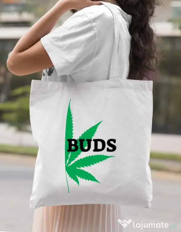 Sacosa din panza Best buds 2 Alb