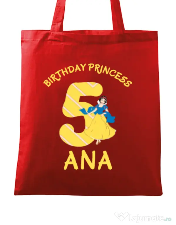 Sacosa din panza Birthday Princess Rosu