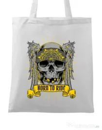 Sacosa din panza Born to ride Alb