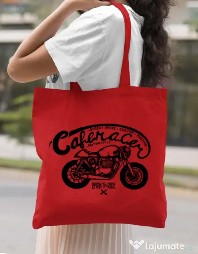 Sacosa din panza Caferacer Rosu