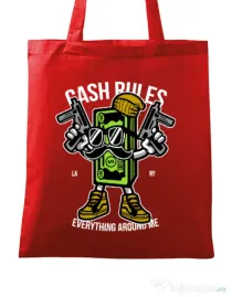 Sacosa din panza Cash rules Rosu