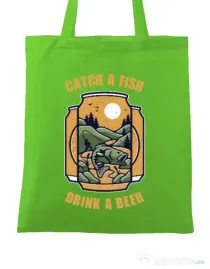 Sacosa din panza Catch a fish Verde mar