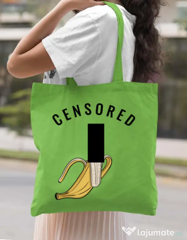 Sacosa din panza Censored Verde mar