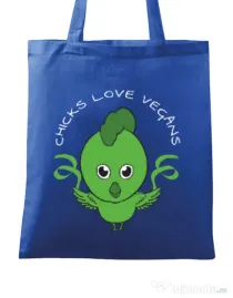 Sacosa din panza Chicks love vegans Albastru regal