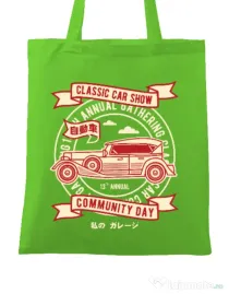 Sacosa din panza Classic Car Show Verde mar